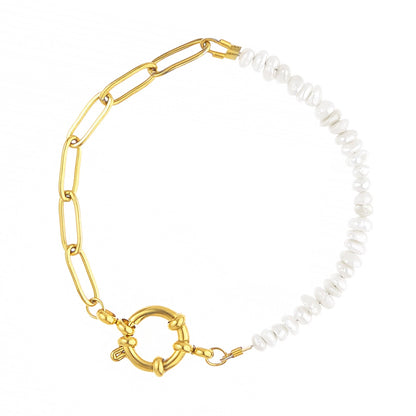Dárková sada perlový náhrdelník & náramek s karabinkou Vlny lásky