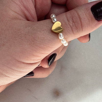 Prsteny z minerálů a perel, prsten elastický na gumičce, perlový prsten,  Zlatý prsten s pravou perlou, prsten s perlou